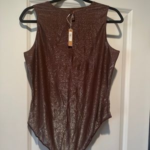 SKIMS Shiny Brown Sleeveless Bodysuit
